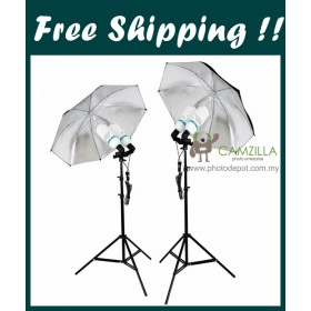Camzilla SE22A - 2 x Light Studio Lighting and Umbrella continuous lighting kit 